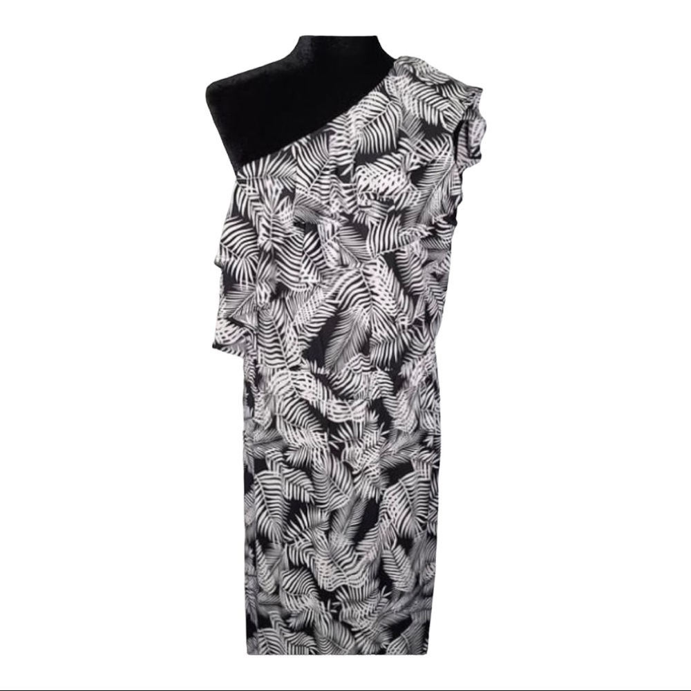 SIGNATURE Collection Single Shoulder Tropical Print Dress Size XXL